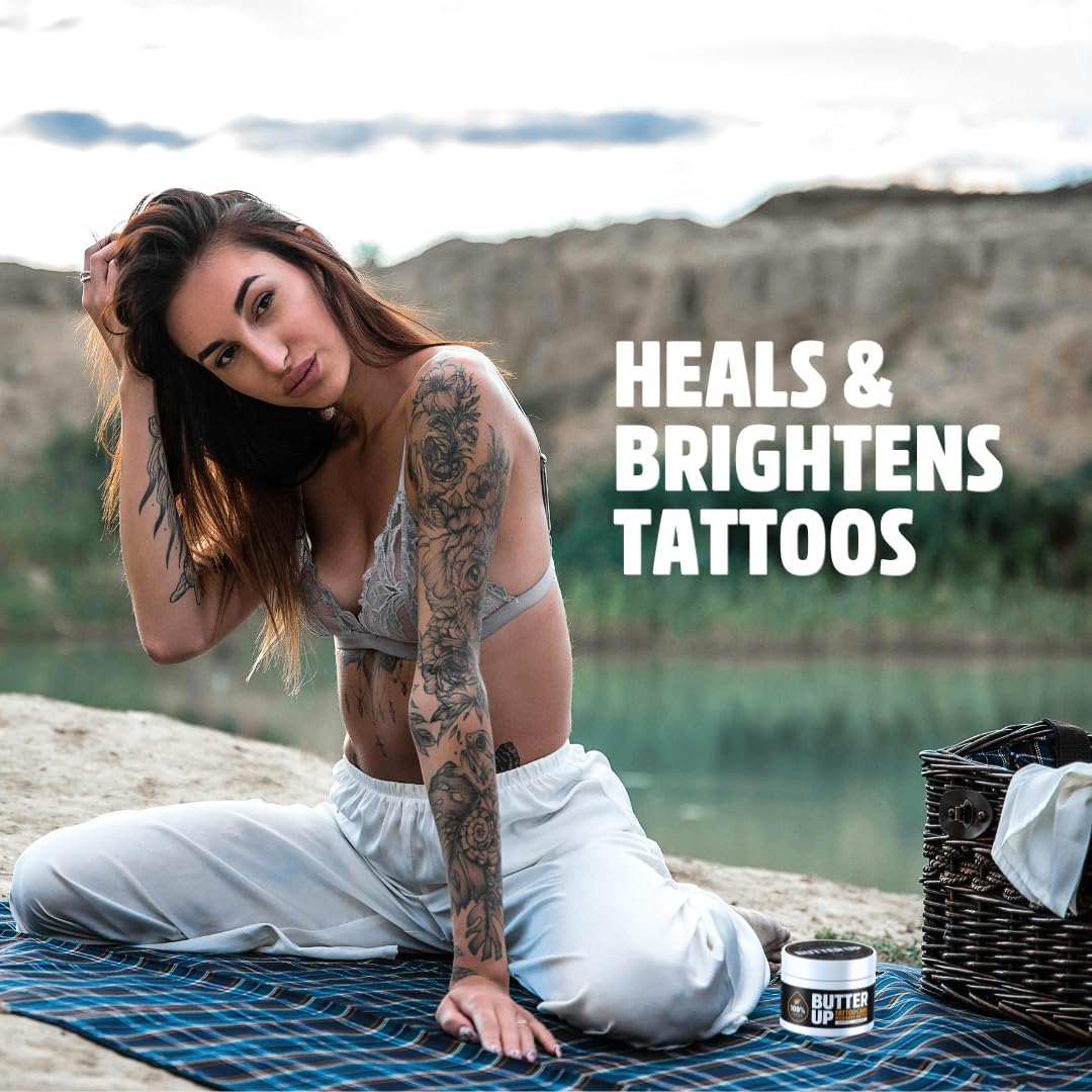 Tattoo Aftercare - Heals & Brightens Tattoos, Natural, Organic, Cruelty Free, Rich Creamy Vegan Body Butter 100ml UK Made