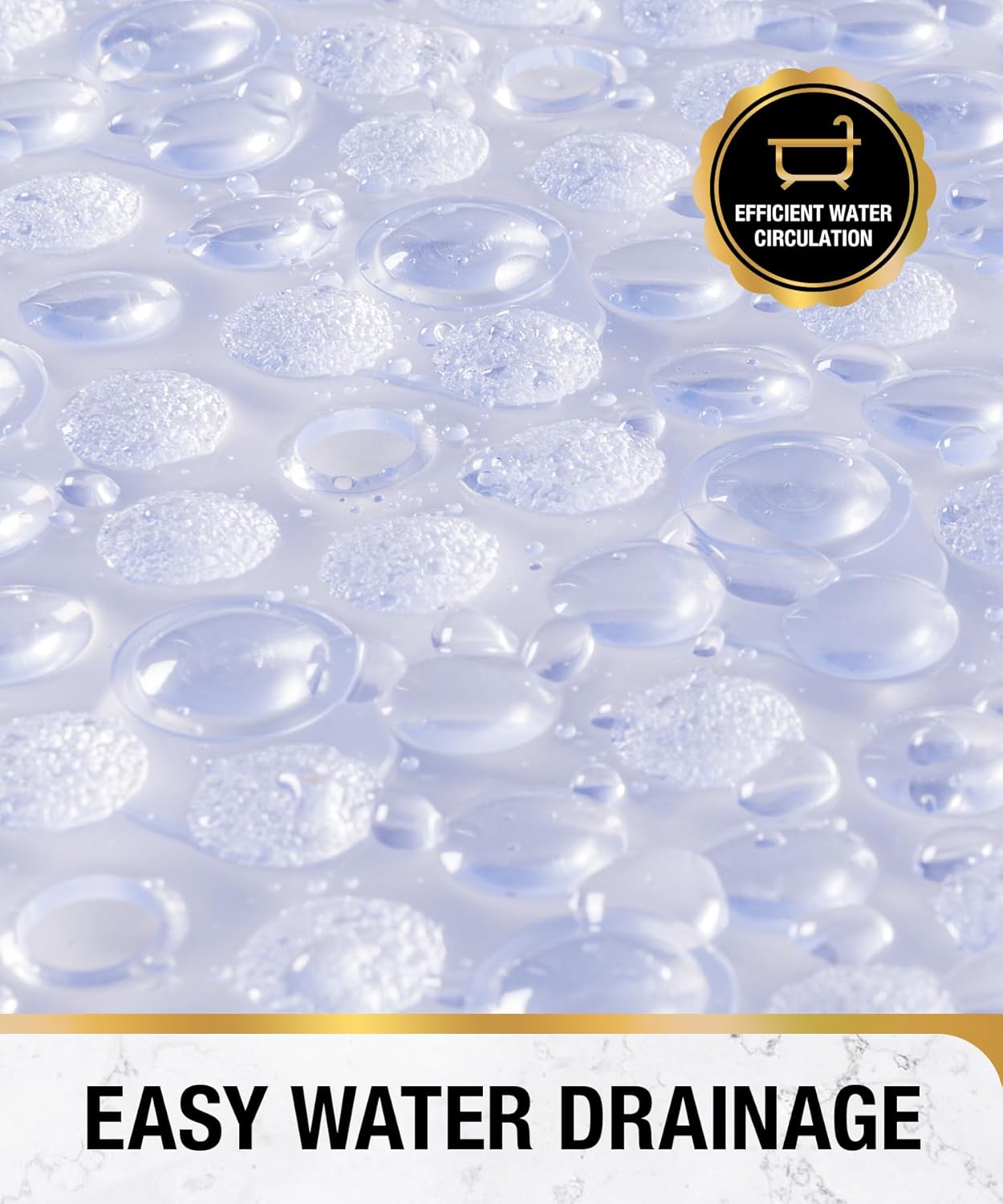 HITSLAM Oval Bath Mat Non Slip Anti Mould, 68 x 38 CM Anti Slip Shower Mat for Bathroom , Machine Washable Bubble Bathtub mat with Suction Cups and Drain Holes, Soft on Feet, Clear