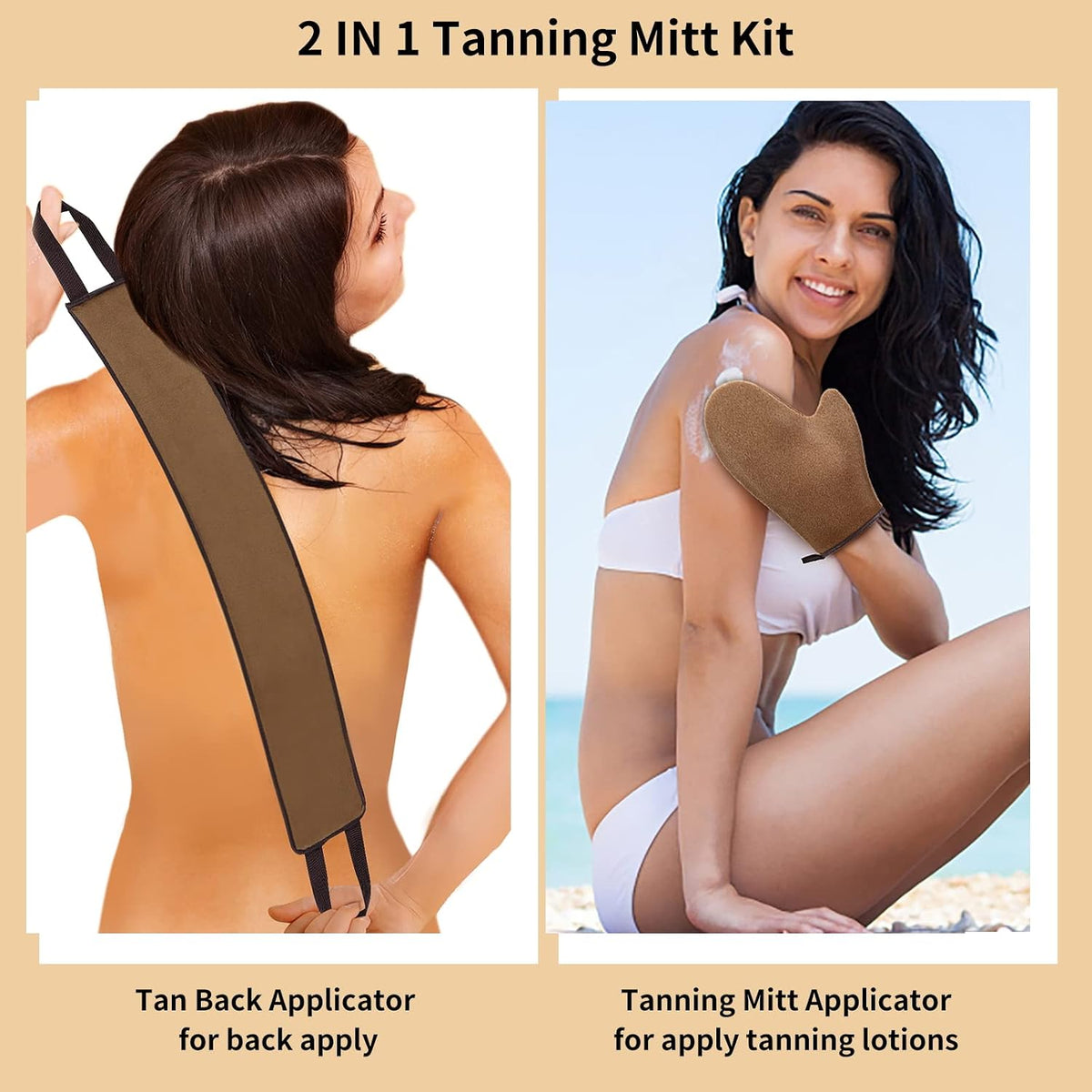 Sibba 2 Pack Tanning Back Lotion Applicator Kit, Mini Self Tan Mitt, Back Buddy Lotion Applicator for Back Self Applicator Work with Self Tanning Mitts When Apply Tanning Lotion