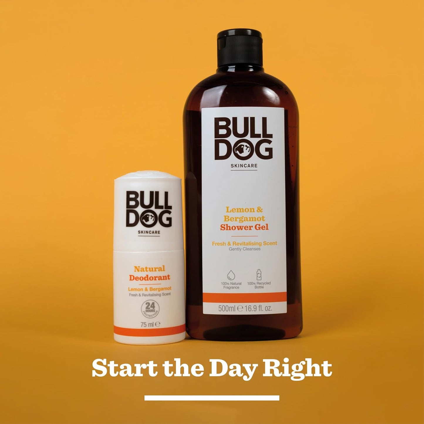 BULLDOG SKINCARE Lemon and Bergamot Roll On Natural Deodorant For Men 75 ml with Natural Fragrance Vegan Approved