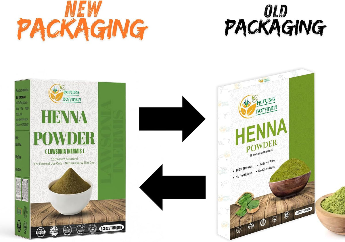 Herbs Botanica Organic Henna Powder For Hair Color 100% Pure Give Natural Color, Hair Dye Grown And Cultivated In Rajasthan 100% Chemical Free 150 Gms / 5.3 Oz Pack