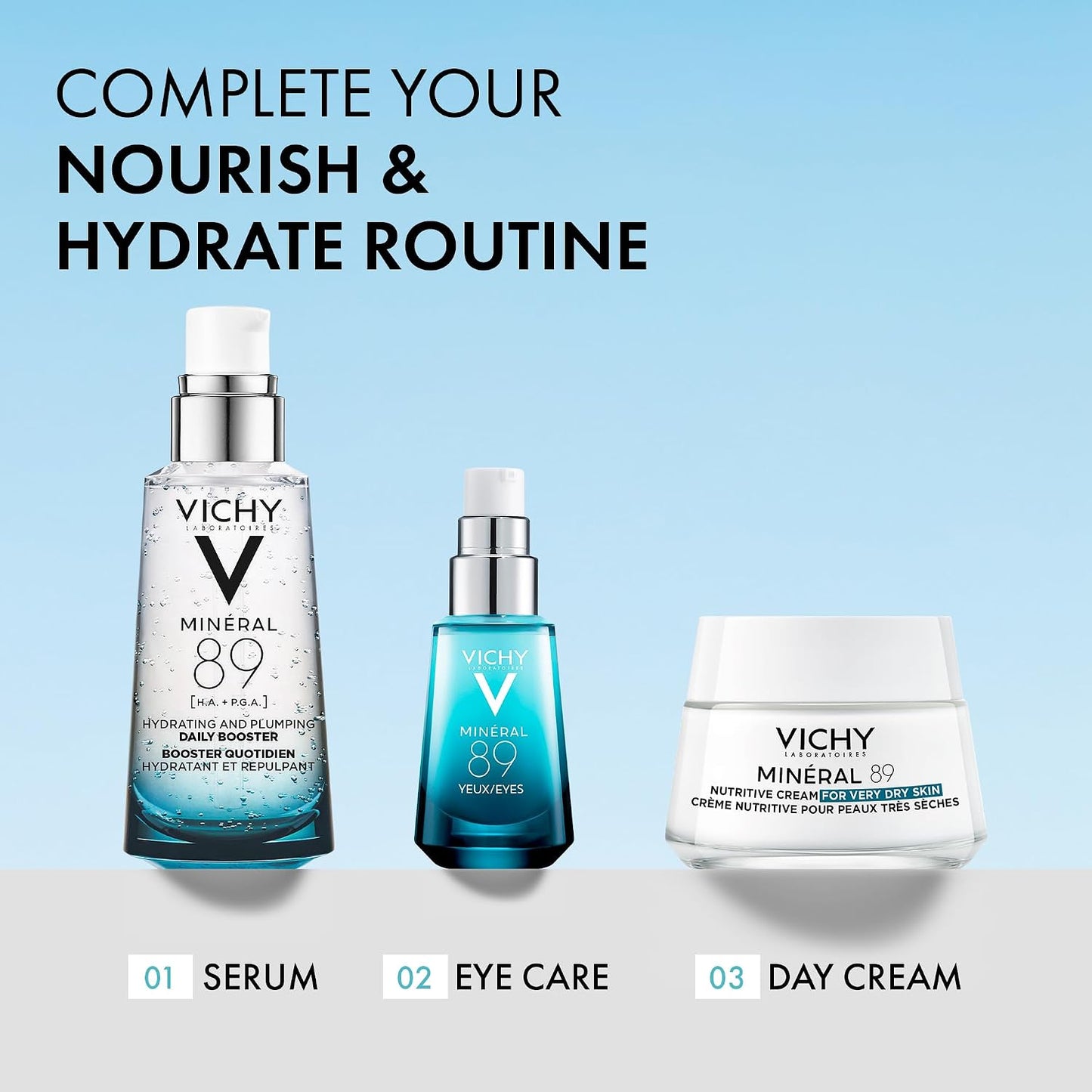 Vichy Minéral 89 Nutritive Cream for Very Dry Skin, Nourishing Face Moisturizer with Shea Butter and Ceralipids for Skin Barrier Recovery, Fragrance-Free, 50ml