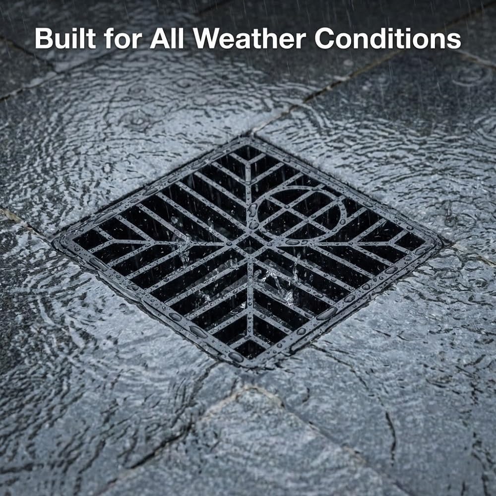 Square Outdoor Drain Cover 150mm x 150mm (6 x 6 in) Heavy Duty Drain Grate Cover for Gardens Patios Driveways Prevents Leaves and Debris Blocking Drainage Durable Weather Resistant for Outdoor Use