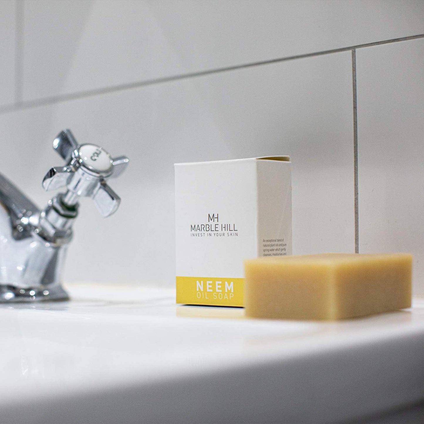Neem oil soap bar for Sensitive Eczema Prone Skin. Shea butter Moisturises Dry Itchy Irritated skin, Psoriasis Daily use Whole body, All ages. Formulated by Medical Doctor Marble Hill 100g