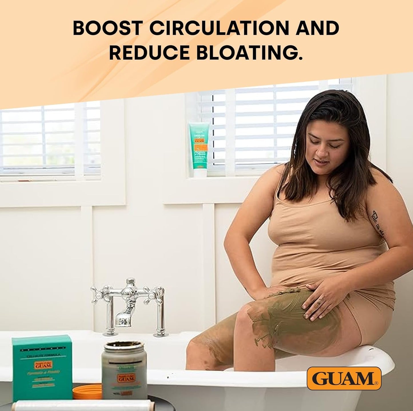 GUAM Seaweed Mud Anti Cellulite Treatment for Legs & Thighs 1kg, Menthol Cooling Body Mud with Seaweed & Horse Chestnut, Firming Skin Care to Help Reduce Leg Swelling and Refine Skin Tone