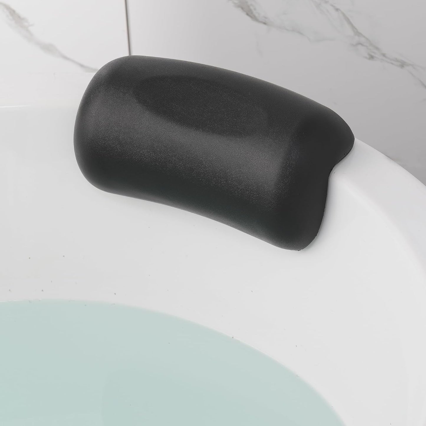 Bath Pillow, Waterproof Bath Pillow, Bathtub Pillow, Bath Cushion with Non-Slip Suction Cups, Bathtub Accessories, Ergonomic Neck and Back Support for Bathroom Home Spa Headrest-Black