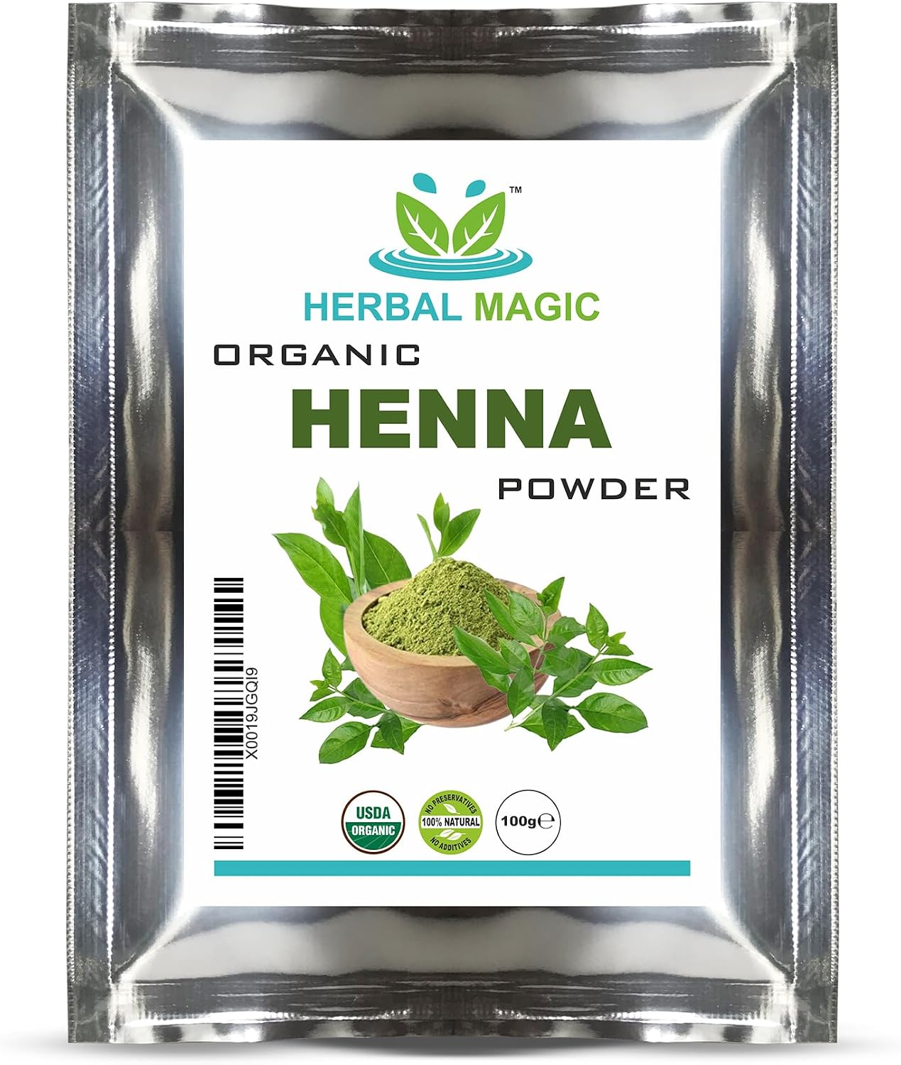 Herbal Magic Organic Henna Powder (100g) + Organic Indigo Powder(100g) for Hair Dye, USDA ,Chemical Free Hair Coloring, Natural Hair Mask, Combo Pack ,Premium Quality