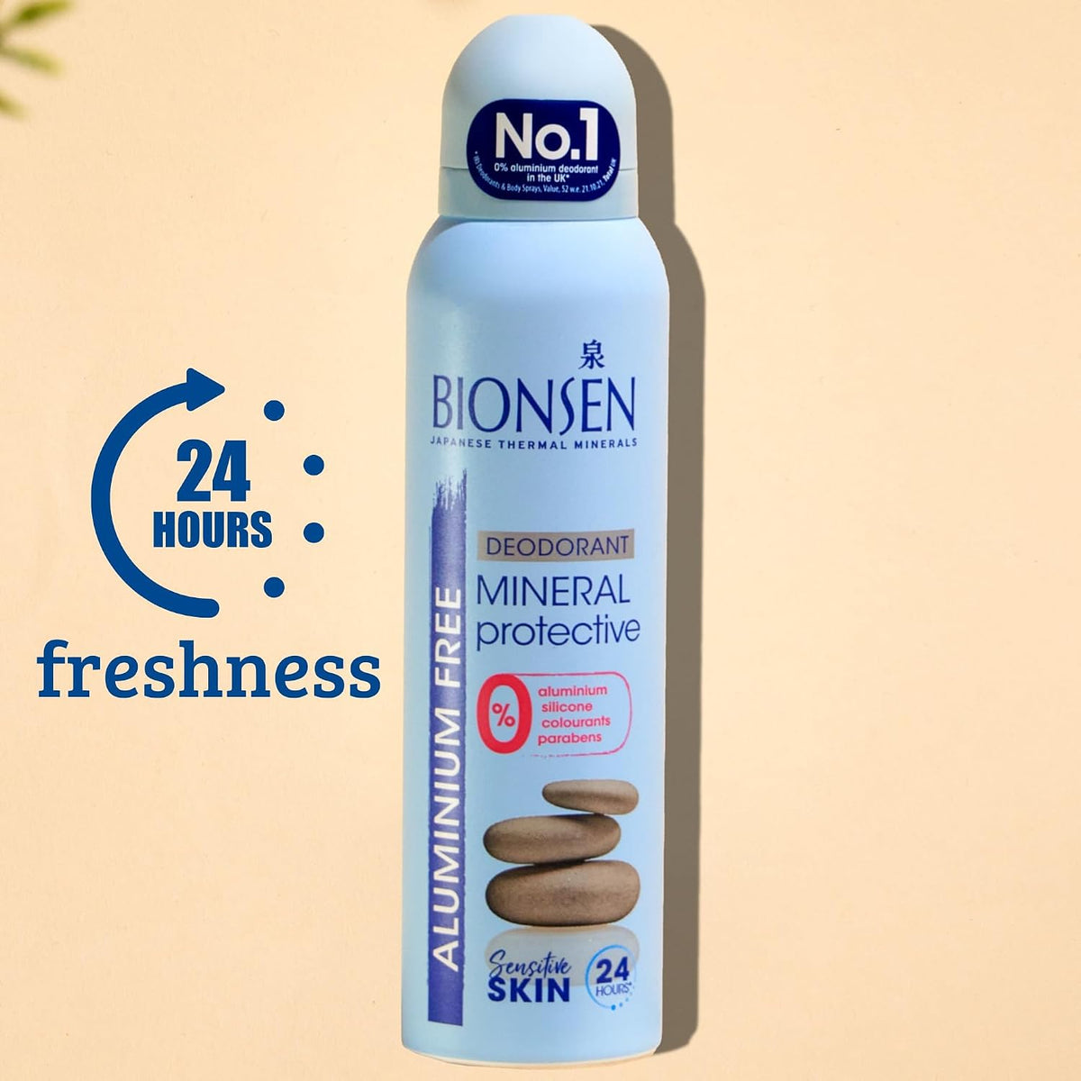 Bionsen Mineral Protective Spray Deodorant, 0 Percent Aluminum, Paraben Free, All-Day Freshness for Sensitive Skin, 150ml, 3 Pack