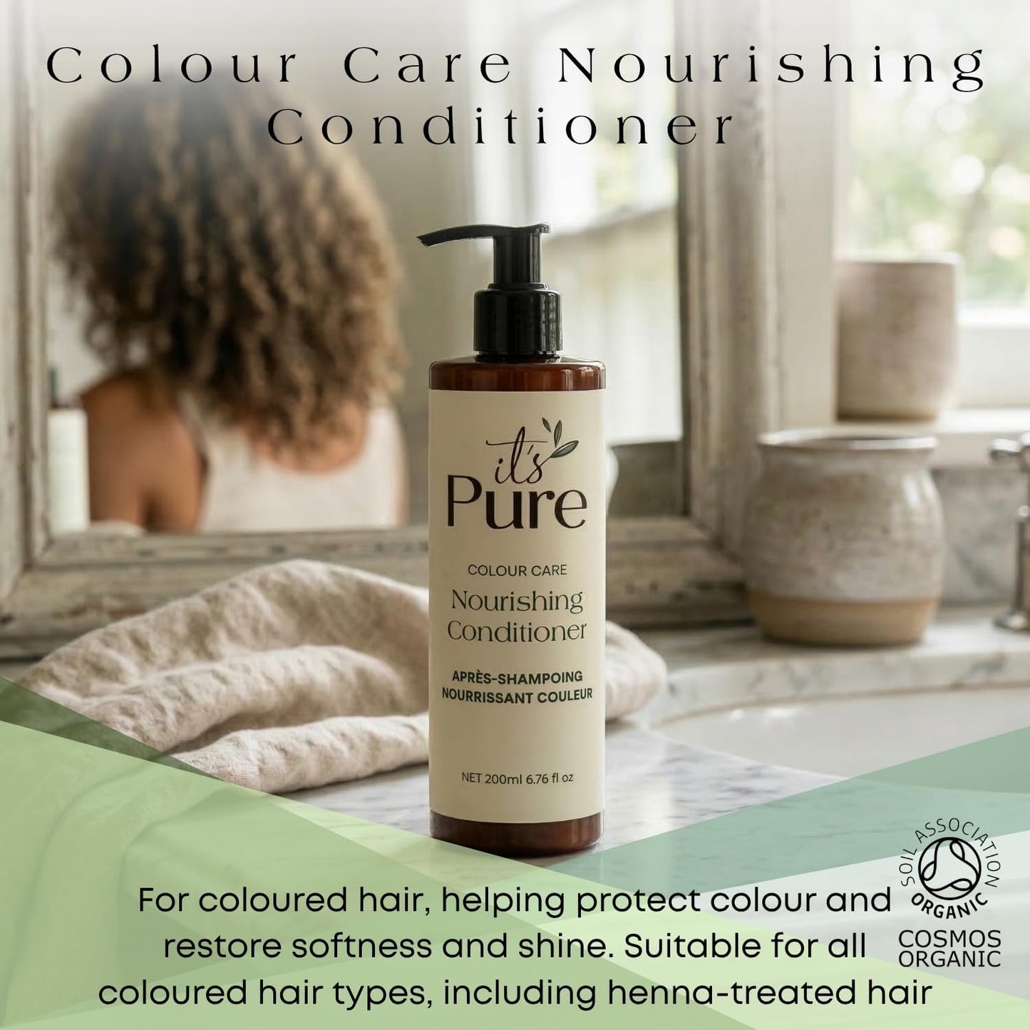 It's Pure Colour Care Nourishing Conditioner, Organic, Vegan, for Coloured Hair, Frizz Reduction and Colour Vibrancy