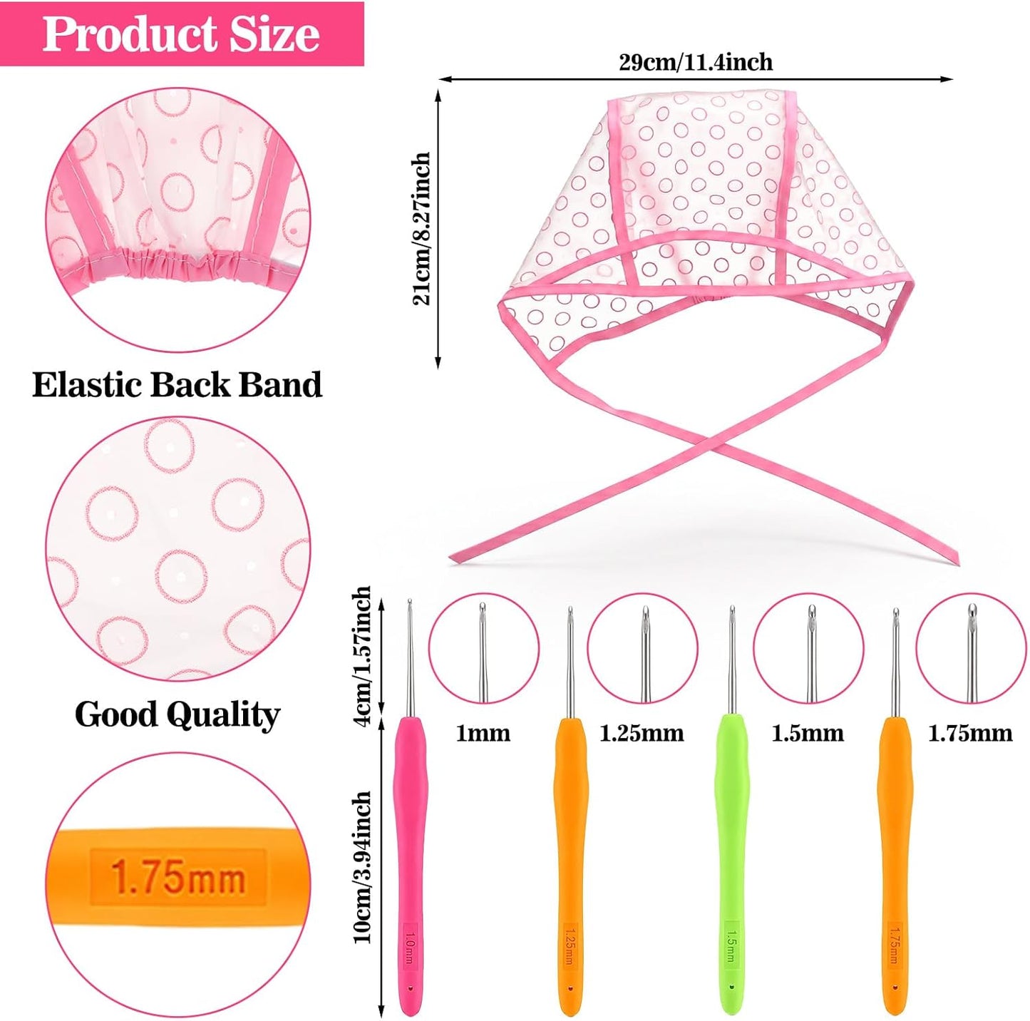 JJUNW 10 Pieces Highlighting Cap Hair Frosting Cap Highlight for Dye Color with 4 Pieces Plastic Hooks Hair Coloring Salon Hairdressing Tool Kit Supplies (Purple/Blue/Pink)