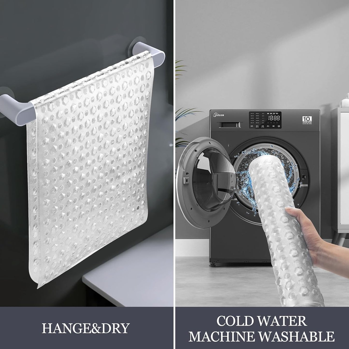 DOPROP Extra Long Anti-Slip Bathtub Mat - 100x40 cm Clear Bath Mat with Strong Suction Cups, Non-Slip Shower Floor Mat for Elderly, Children, Adults - Waterproof Safety Grip for Tub & Bath