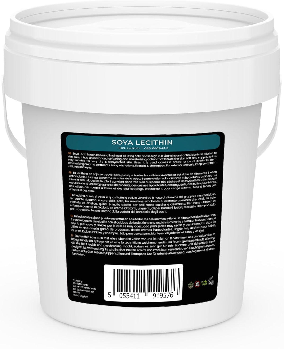Mystic Moments | SOYA Lecithin 1Kg | Cosmetic Grade Emollient & Emulsifier for Creams, Lotions & Haircare | Rich in B Vitamins & Antioxidants | Softens & Moisturises Dry Skin | External Use Only