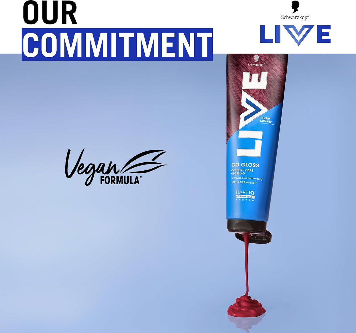 Schwarzkopf LIVE Go Gloss Onyx, Colour & Care Hair Glossing for Instant Glossy Hair, with HaptiQ Anti-Damage System, Up to 8 Washes