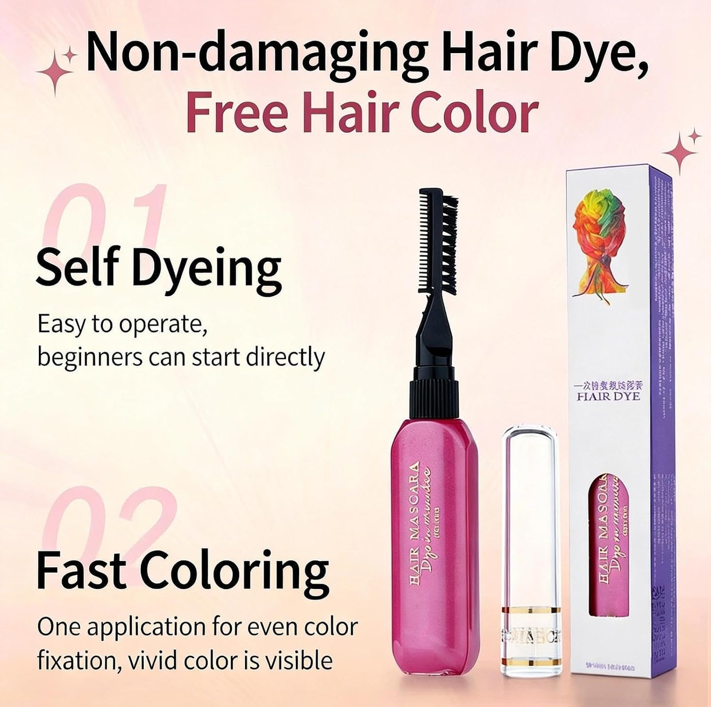 Kids Hair Chalk Set – 3Pcs Temporary Hair Color Spray, Mascara & Hairspray | Temporary hair colour set in blue, purple & pink. 3-in-1 spray, mascara & hairspray. Washable for parties & dress-up play.