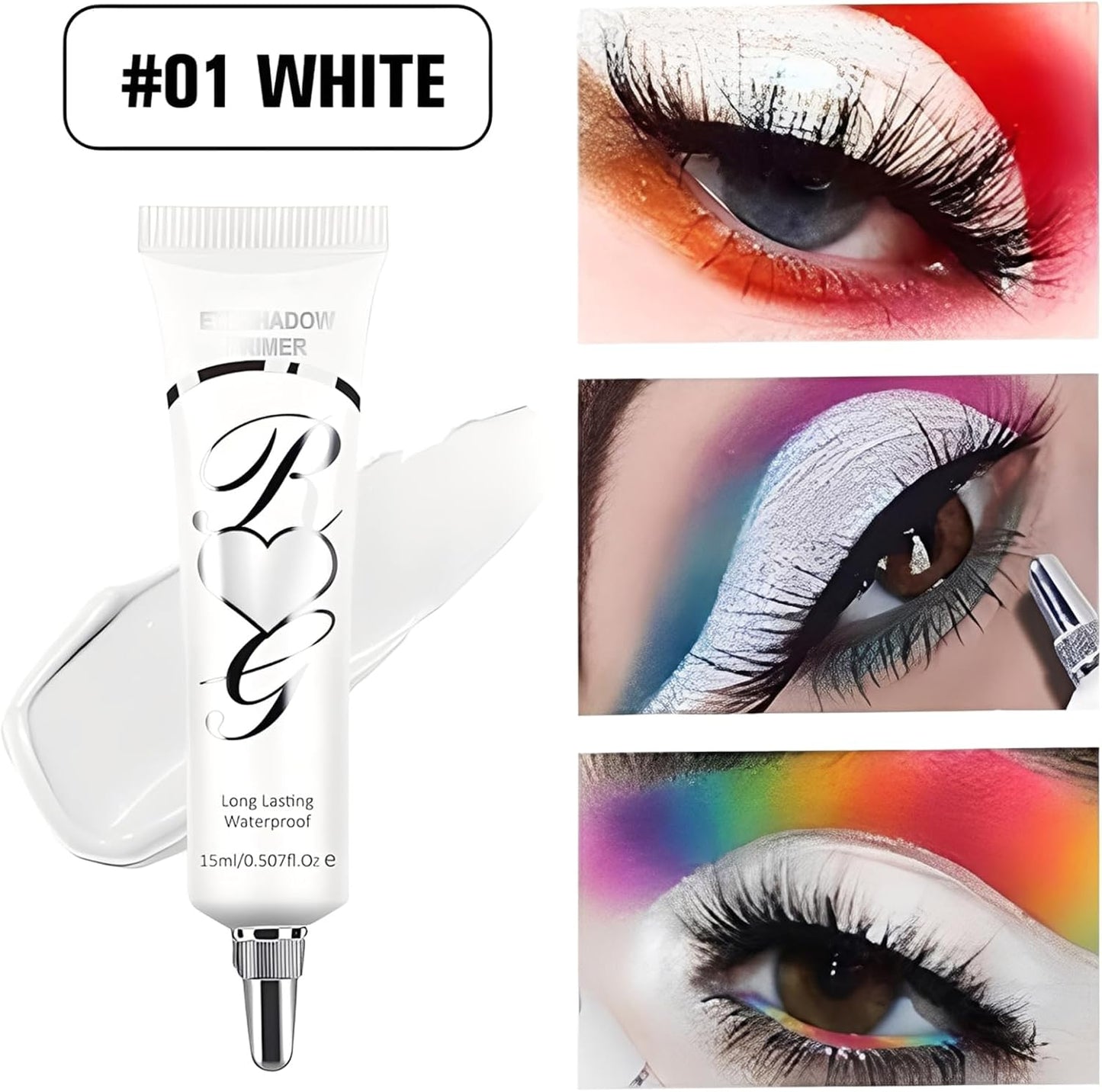 Eyeshadow Primer, Pigment Base Eyeshadow Primer, Ultra-Creamy Eye Base Lightweight Long Lasting Eye Primer, Matte Full Coverage Concealer Makeup for Mature Skin 15ml (1# white)