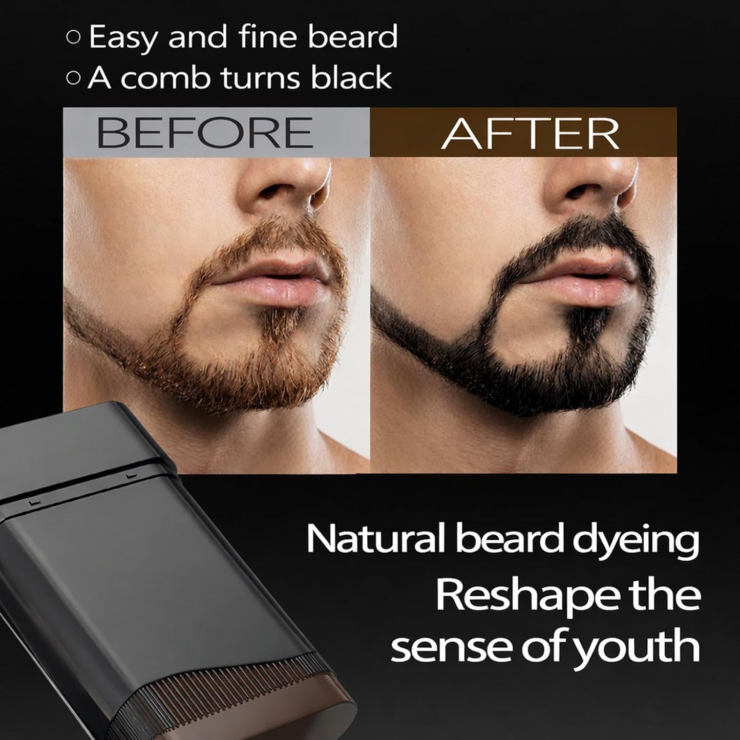 Men's Beard Colour Fill Stick Waterproof Sweat-Resistant - Instant Touch Up Dye Stick for Natural Grey Hair Coverage, Thickening & Defining Facial Hair with Smudge-Proof Finish (01#Black)