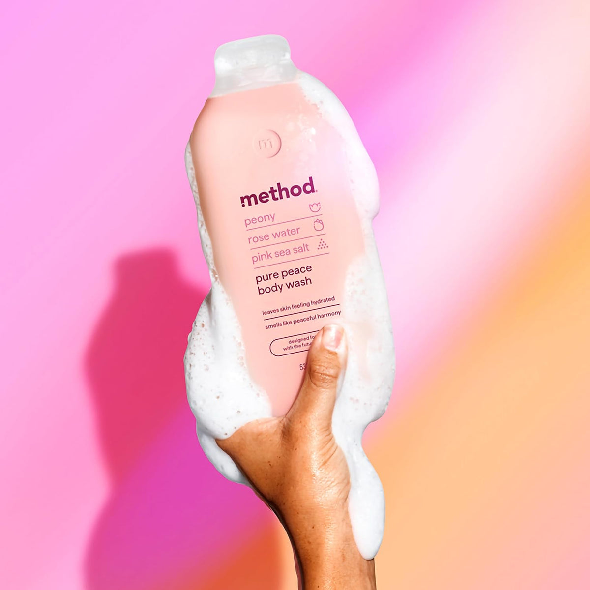 Method Body Wash, Pure Peace, Shower Gel, Peony, Rose Water And Pink Sea Salt Scent, Pack of 1, 532ml.