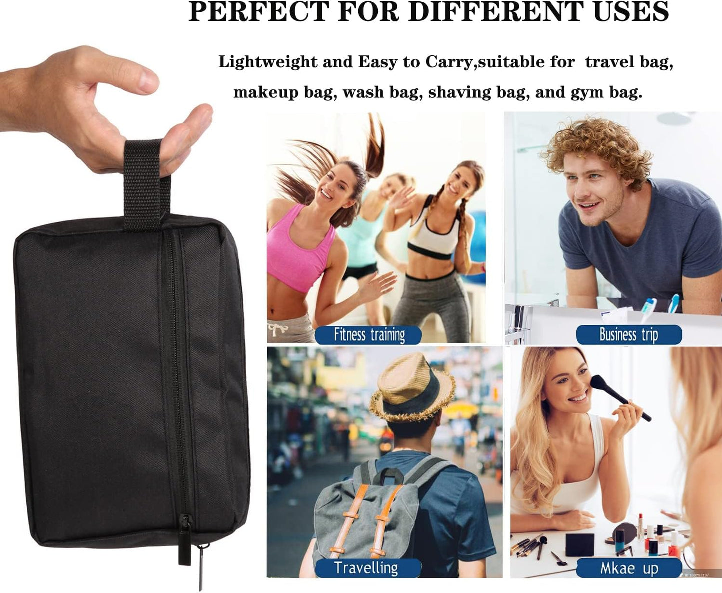 Toiletry Bag for Men and Women, Lightweight Travel Wash Bag Water-Resistant Gym Shaving Cosmetic Organiser Bag, Shower Bathroom Makeup Bag Hanging Dopp Kit with Handle Travel Essentials (Black)