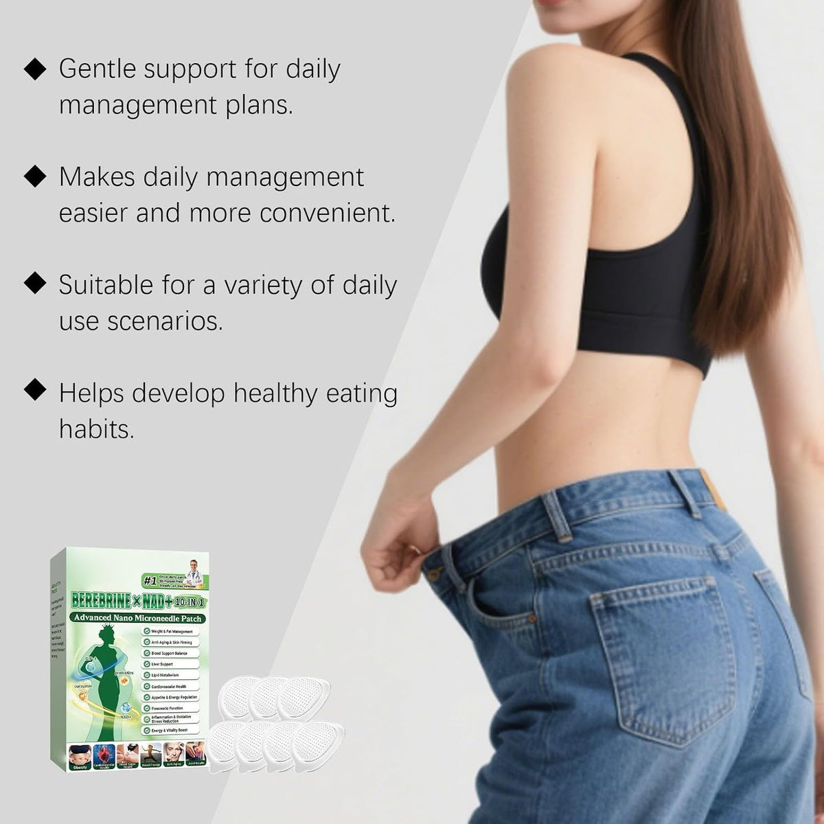 10-IN-1 Advanced Nano Microneedle Patch,Luxurious Weight Loss Patches, Natural Metabalance Patch, Microneedle Patches, Gentle Soothing, for All Body Types (2pc)
