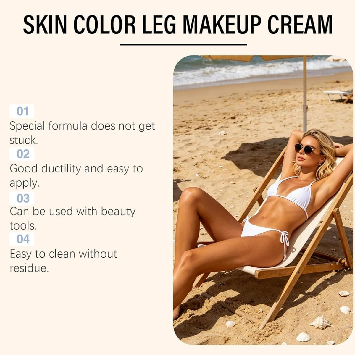 100ml Long Wear Waterproof Concealer,Body Foundation&Body Concealer,Leg Makeup No Transfer,Waterproof Concealer Cream,Long Lasting Effect,Easy to Use,Natural & Gentle Formula,for Most Skin Tones,02