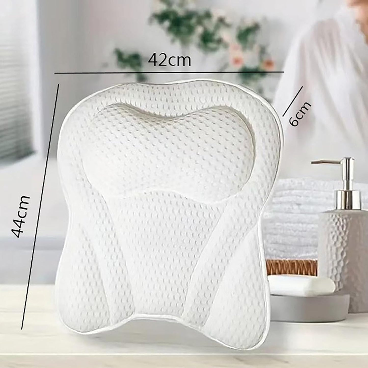 Bath Pillow for Bathtub,Non-SlipBath Pillow Luxury Soft Bathtub Pillows 4D Mesh Foam Tub Pillow Bath Cushion with Anti-Slip Suction Cup Fits All Bathtub, Hot Tub and Home Spa (White)