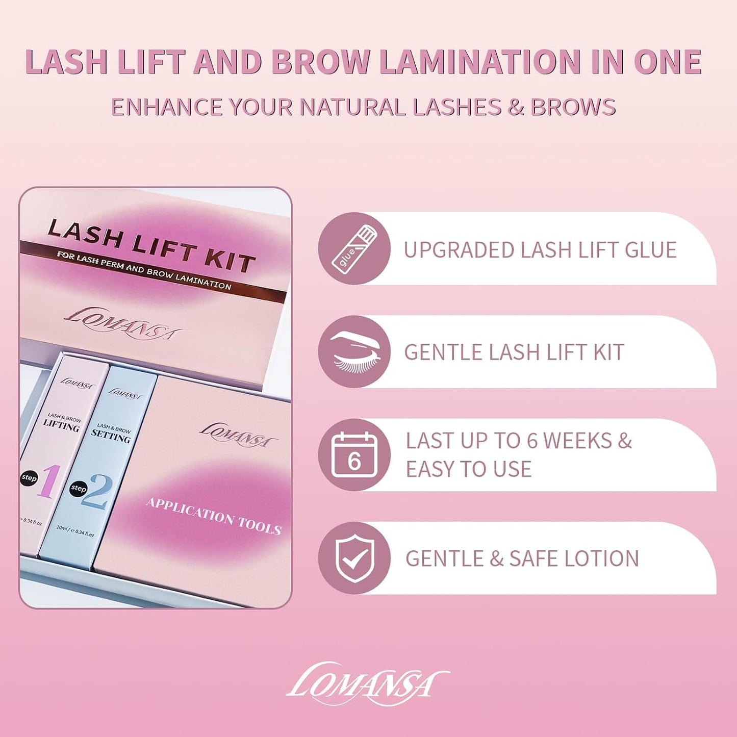 Lash Lift Kit, Eyelash Perming Kit, Brow Lamination Kit, Easy Squeeze Tube Design, Beginner Friendly 15 Uses, Up to 6 Weeks Curl