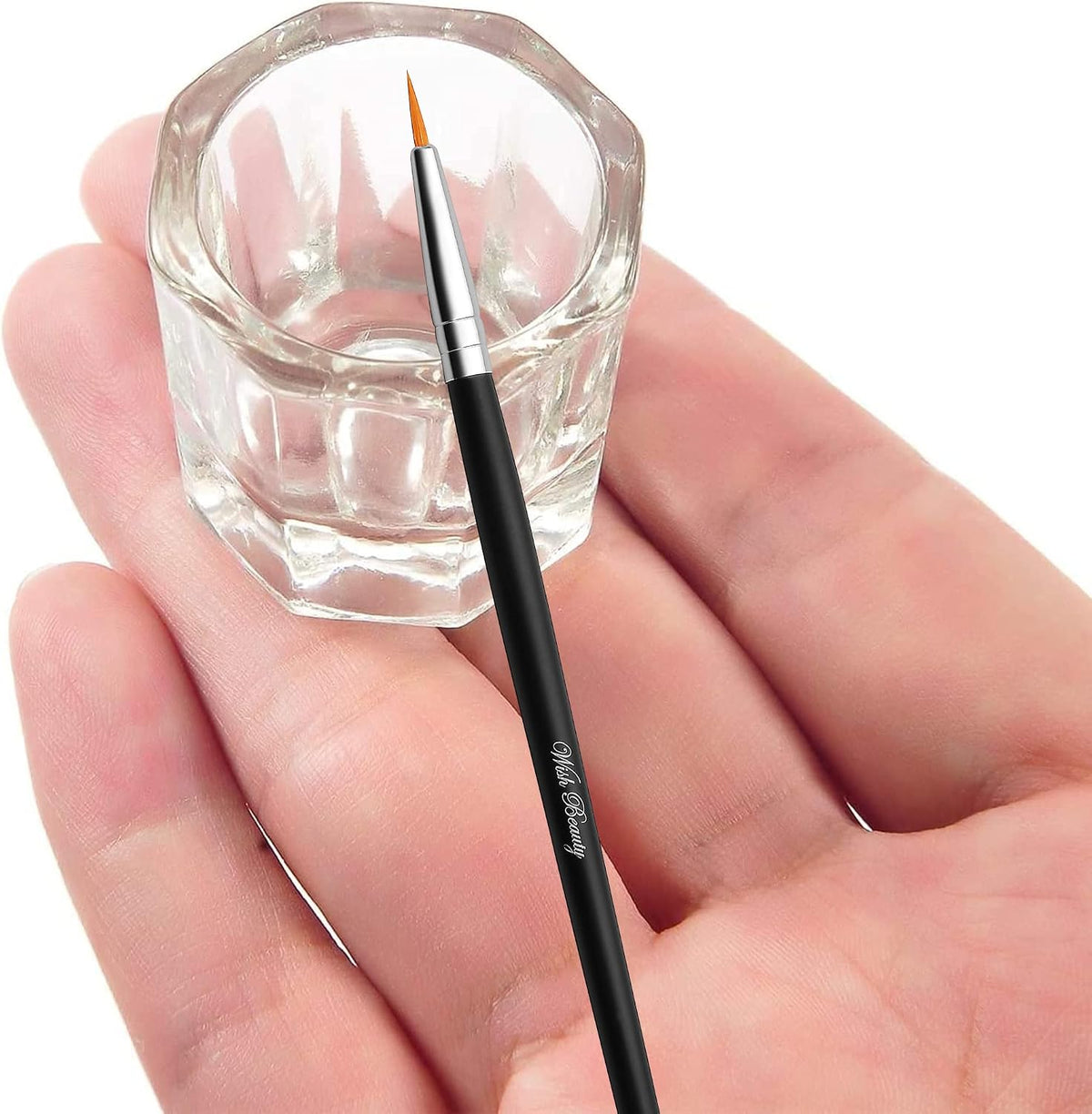 Glamified, glam Crystal Clear Acrylic Liquid Powder Glass Dappen Dish Glass Cup Tint Lash Brush + Dappen Mixing Dish | Eyelash Eyebrow Tinting Tint (Tint Brush + Dappen Dish)