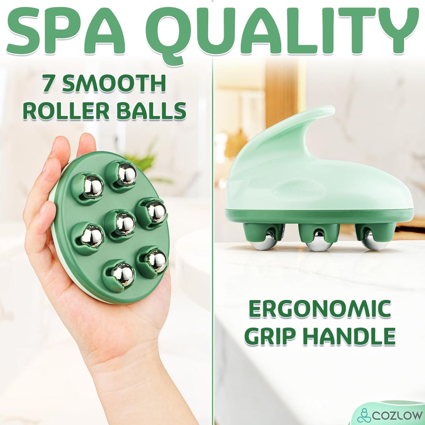 Lymphatic Massager - Handheld Drainage Roller Massage Tool to Help Support Lymph System Care by Promoting Circulation, which May Decrease Appearance of Cellulite - by Cozlow