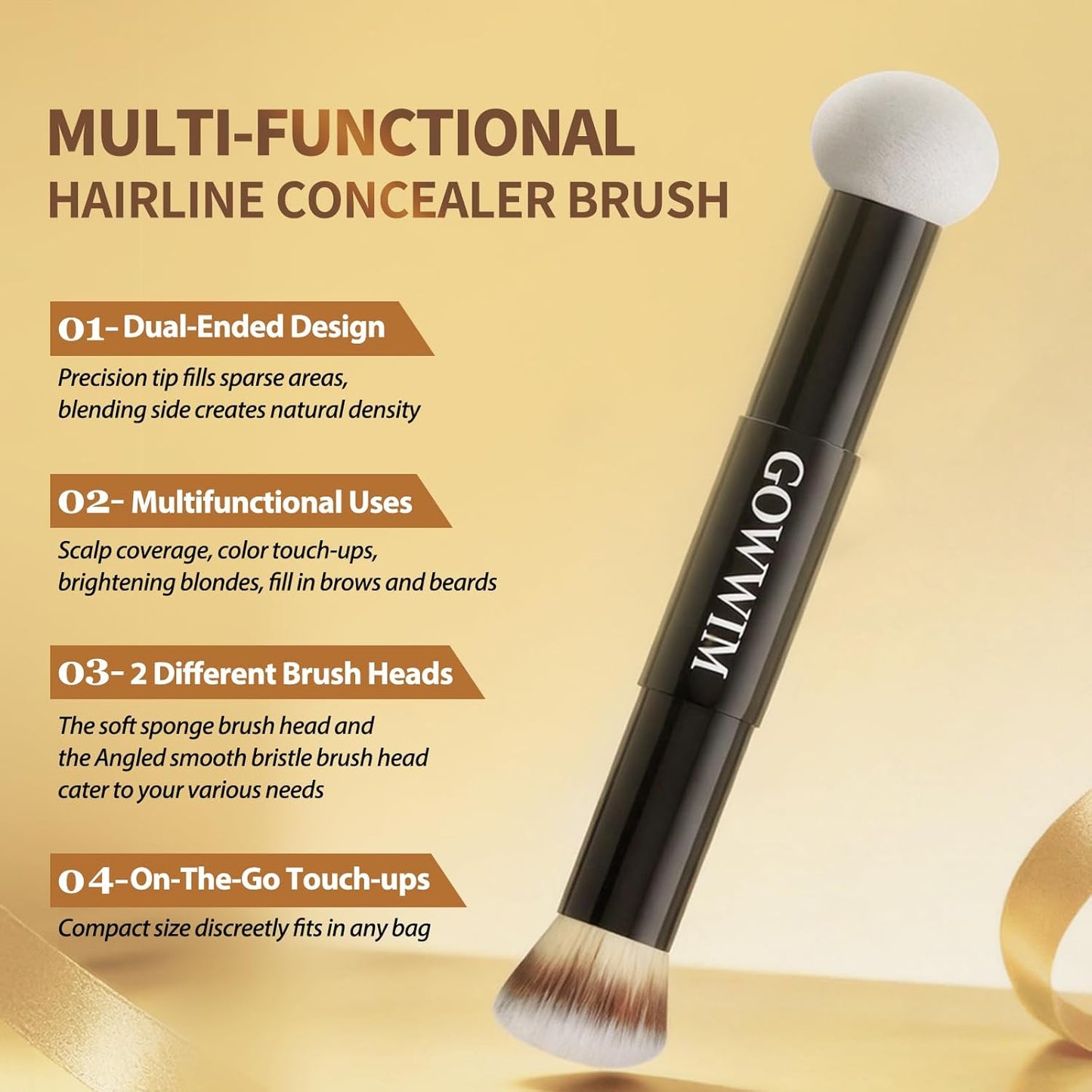 Gowwim 10g Root Touch up Powder with Brush, Gray Hair Cover up Hairline Powder for Women & Men Sweatproof Root Cover up Long-Lasting for Thinning & Loss Hair Black