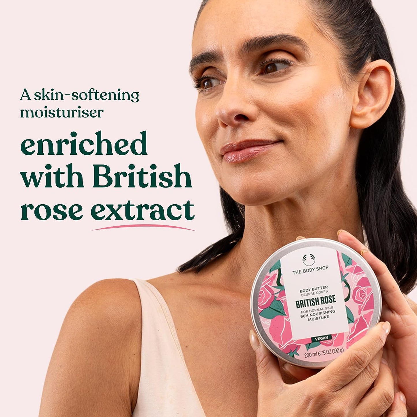 The Body Shop British Rose Mini Gift Set, Shower Gel 60ml, Body Butter 50ml, Hand Cream 30ml, Floral Body Care Trio, Cleansing, 96hr Moisture, Softening Glow, Vegan Skincare Gift