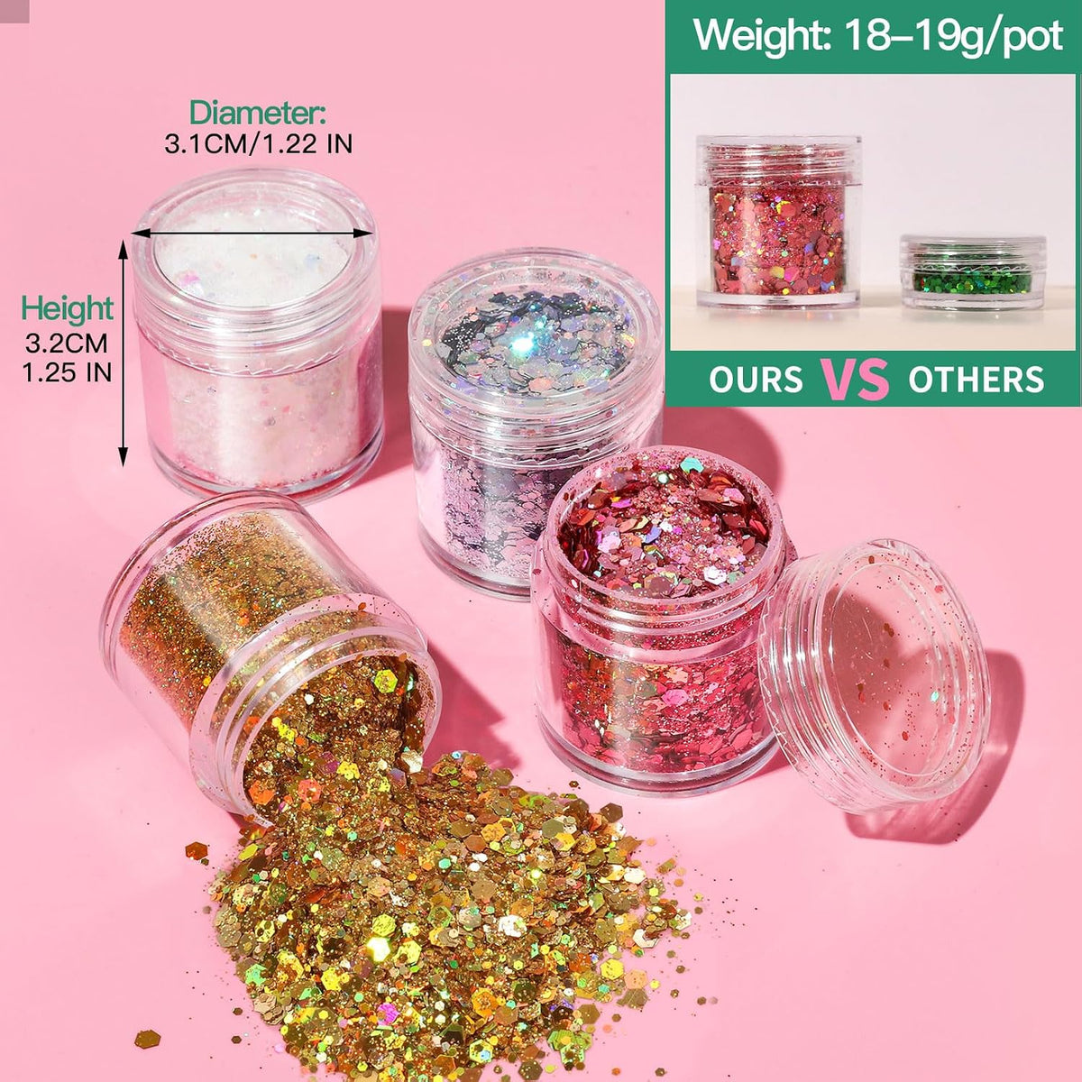 Teenitor Body Glitter with Skin Glue Set, 4 Bottle Face Glitter Makeup & 2 Box Face Gems for Women, Iridescent White Body Glitter Face Glue for Rhinestones for Makeup, Nail Gems with Wax Pencil