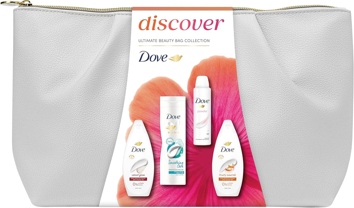 Dove Gift Set with Two Body Washes, Body Lotion, Anti-Perspirant and Beauty Bag, Perfect Gifts for Her, 4 Piece