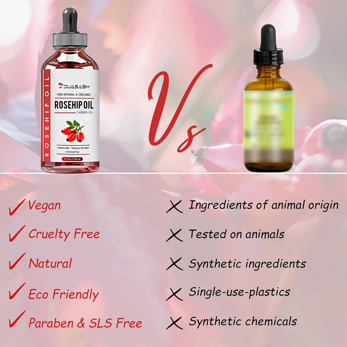 Rosehip Oil for Face, Skin 120ml, 100% Pure Cold Pressed Natural, Unrefined, Hydrating, Nourishing & Moisturising Carrier Oil, Organic Rose hip Seed Oil for Skin, Nails & Hair