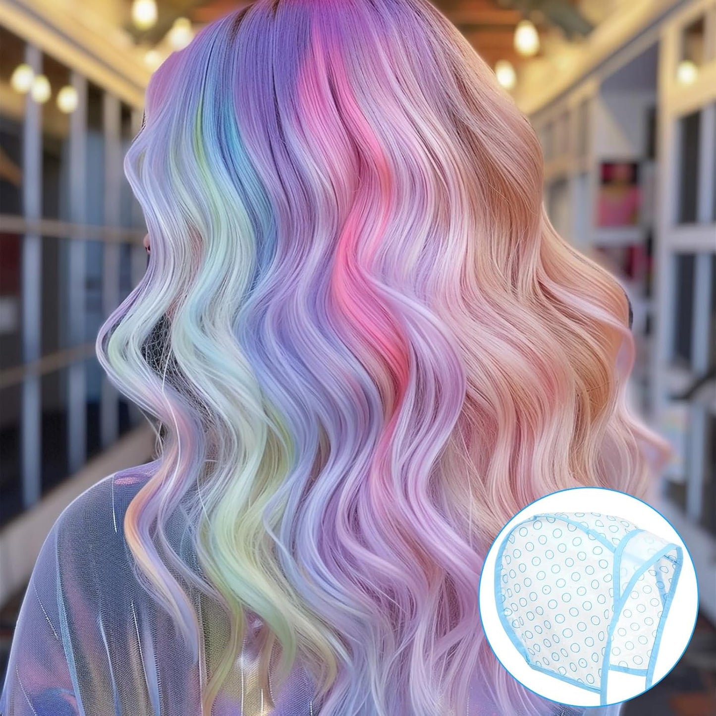 3 Pcs Hair Highlighting Caps, Hair Dye Cap with Plastic Hooks, Highlighting Kit, Highlight Cap for Hair Tool Kit, Highlights Hair Dye Kit for Salon Hairdressing