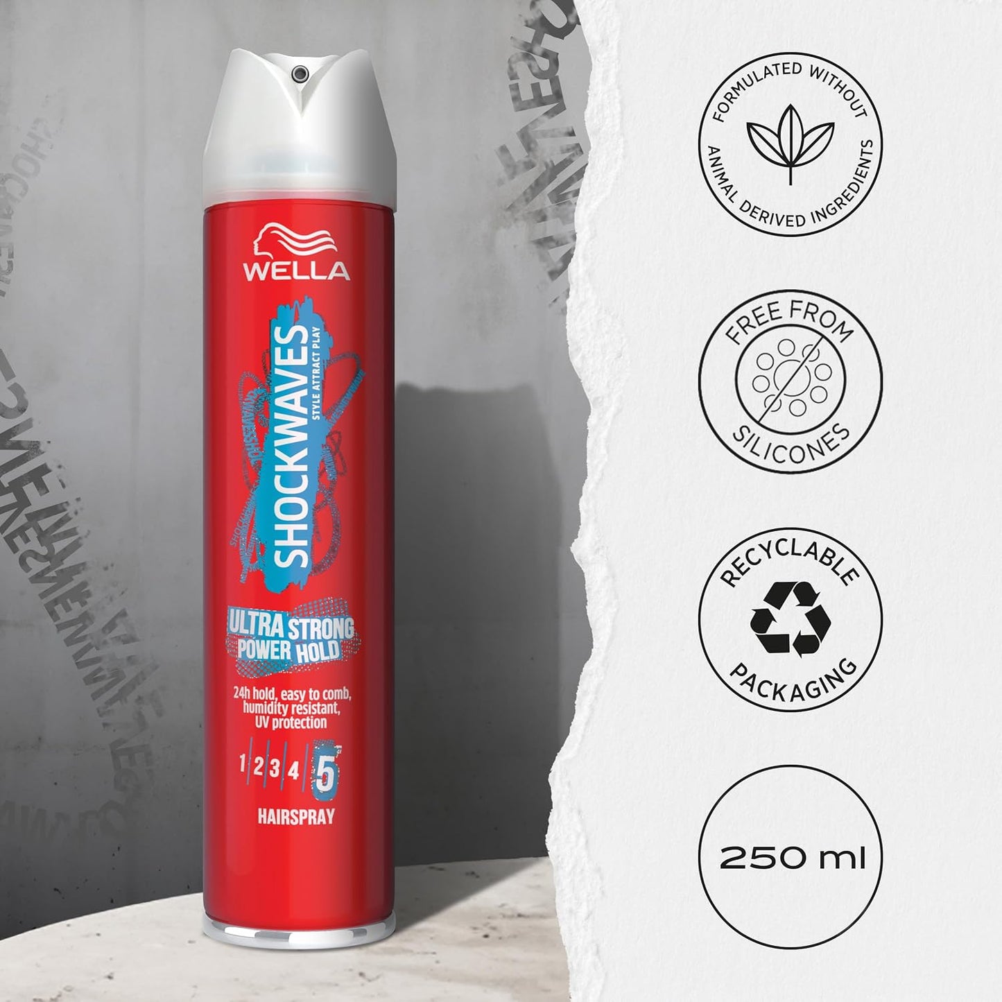 WELLA Shockwaves Ultra‑Strong Hairspray – 250 ml