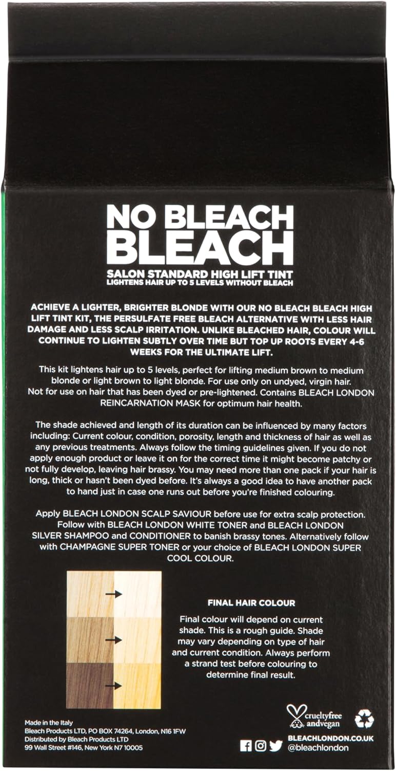 Bleach London No Bleach Bleach - Persulfate-Free High Lift Tint for Gentle Lightening - Takes Hair Up to 5 Shades Lighter - Suitable for All Hair Types - (Complete Kit)