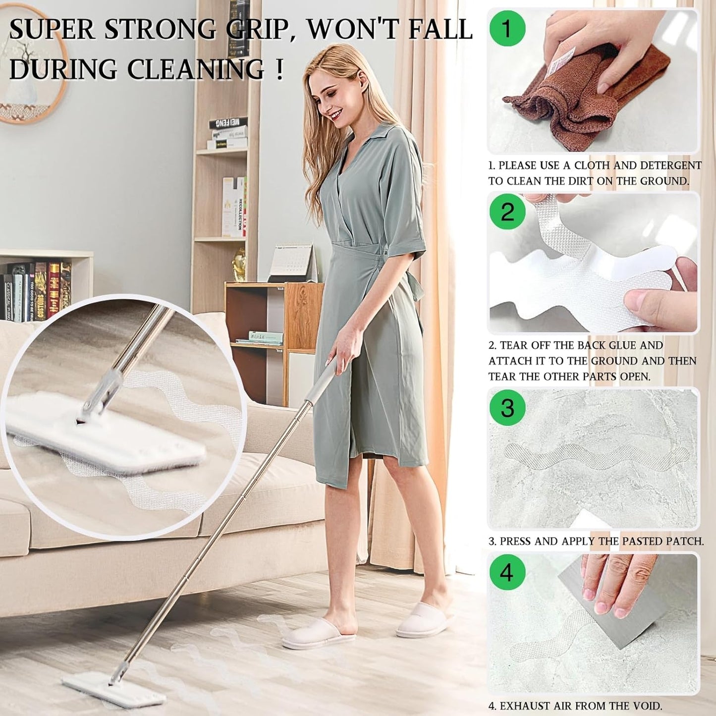 24 Pieces Self-Adhesive Shower Stickers, Non-Slip Shower Mat, Transparent Shower Mats, Sliding Surfaces, Non-Slip Sticker Strips for Bathtub, Stairs, Bathroom