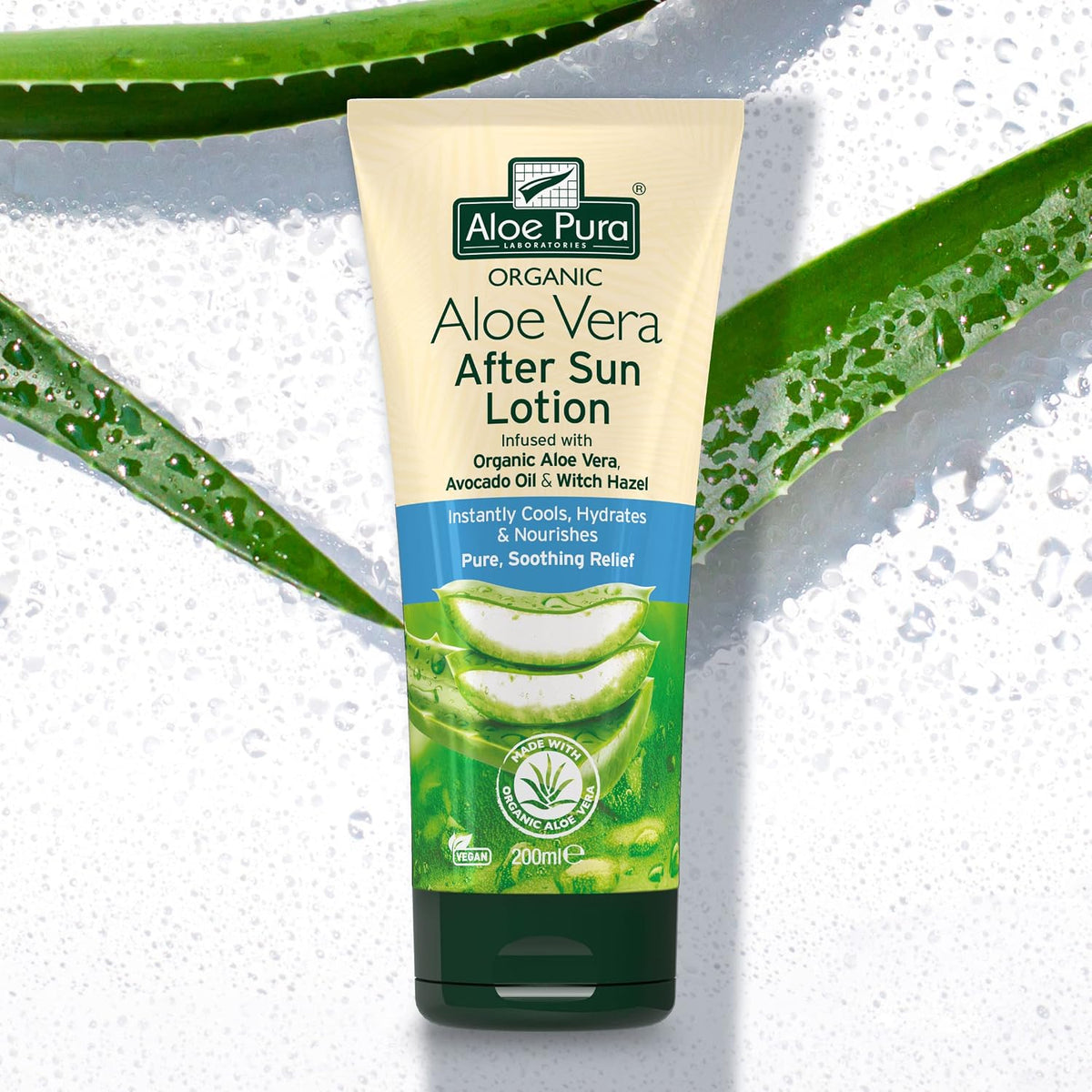 Aloe Pura, Organic Aloe Vera Aftersun Lotion, Natural, Vegan, Cruelty Free, Paraben & SLS Free, Soothing, 200ml