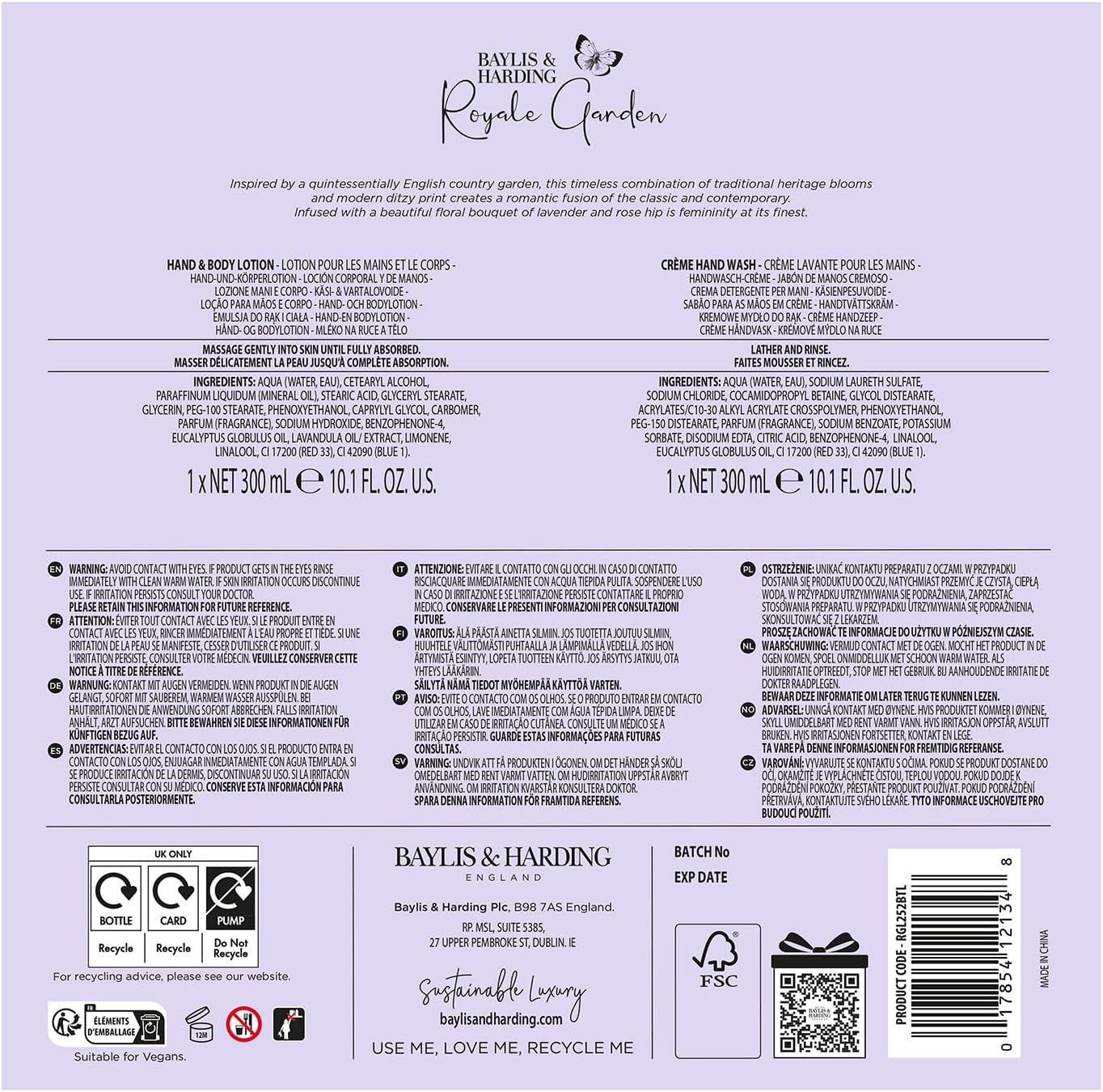 Baylis & Harding Royale Garden Lavender & Rosehip Tea Luxury Hand Care Gift Set (Pack of 1) - Vegan Friendly