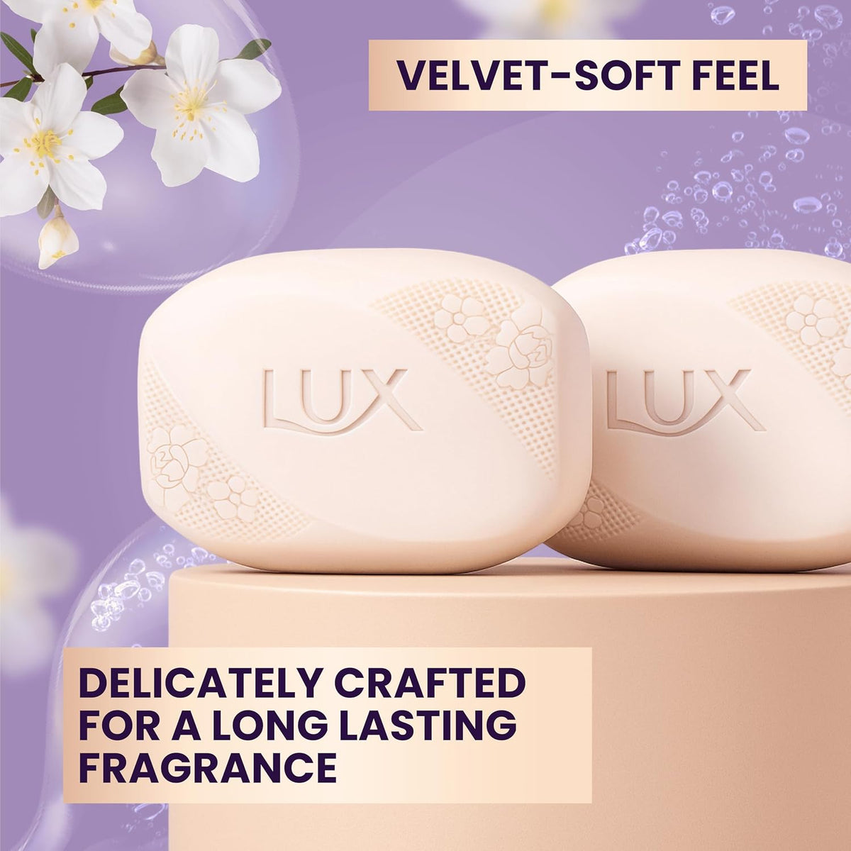 LUX Velvet Touch Soap Bar, Jasmine & Almond Oil, For Smooth Fragrant Skin, 80g (12 Pack)