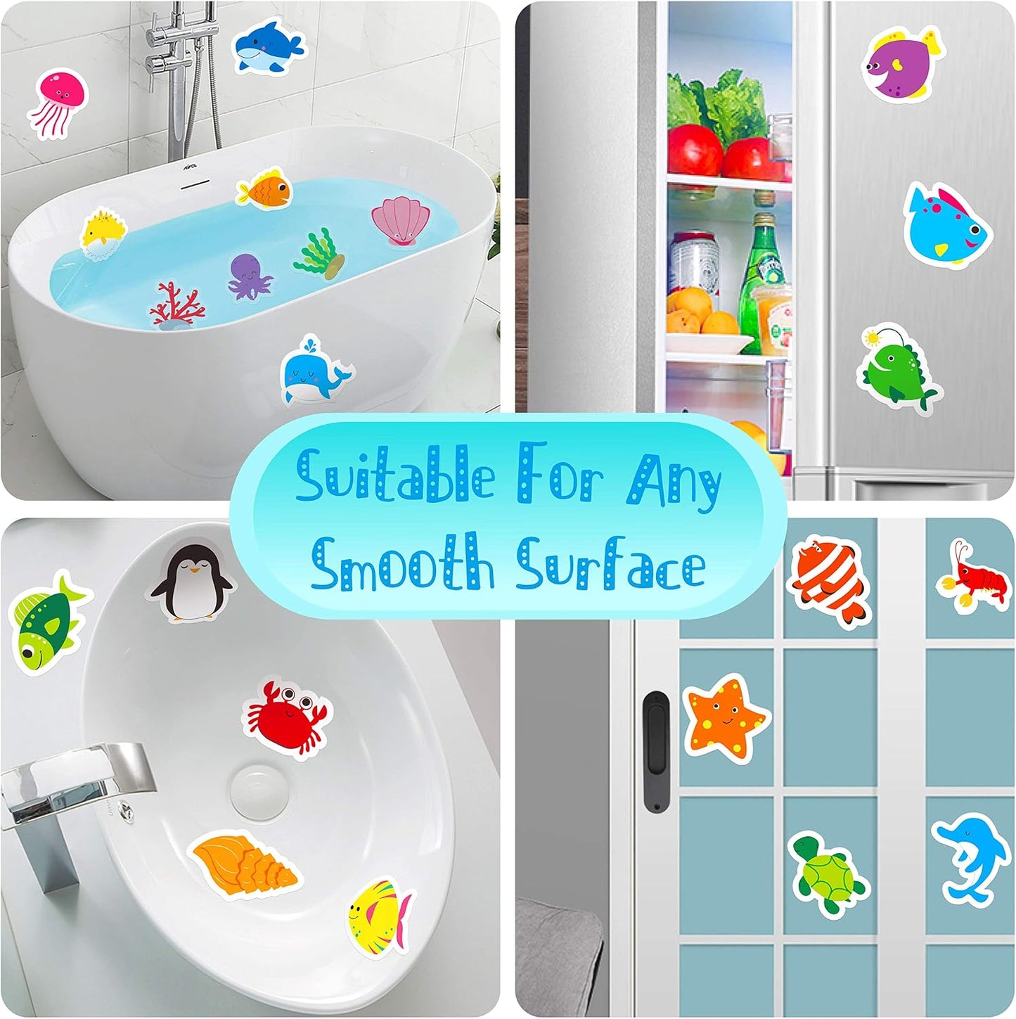 30 Adorable Non-Slip Sea Animal Bathtub Shower Deco Water-Resistance Stickers in 30 Designs