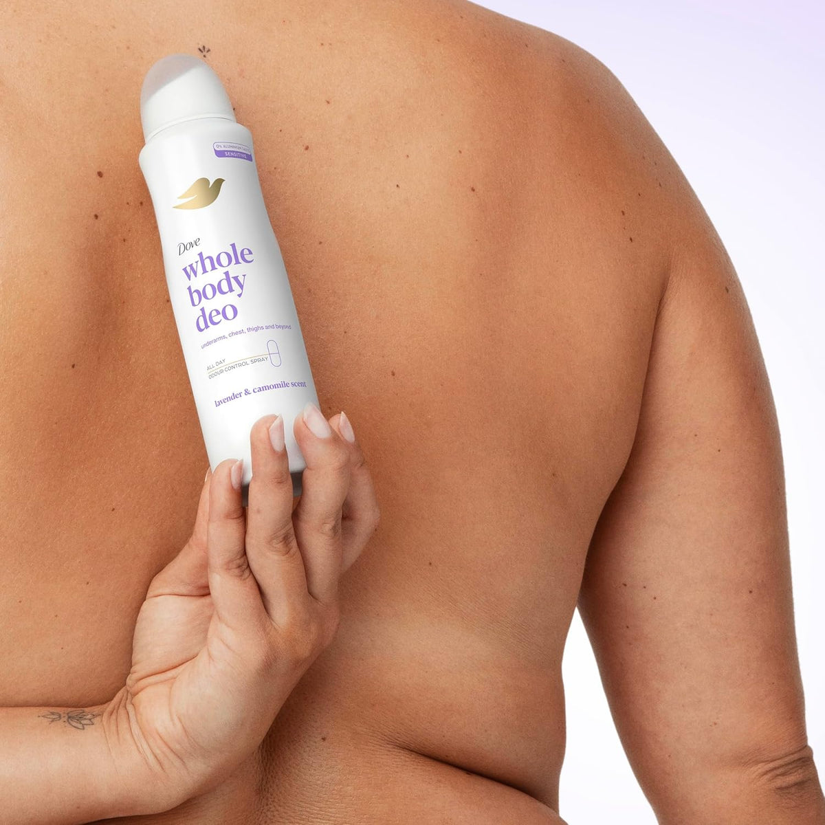 Dove Lavender & Camomile Whole Body Deodorant Spray 0% aluminium deodorant for all-day odour control 150 ml