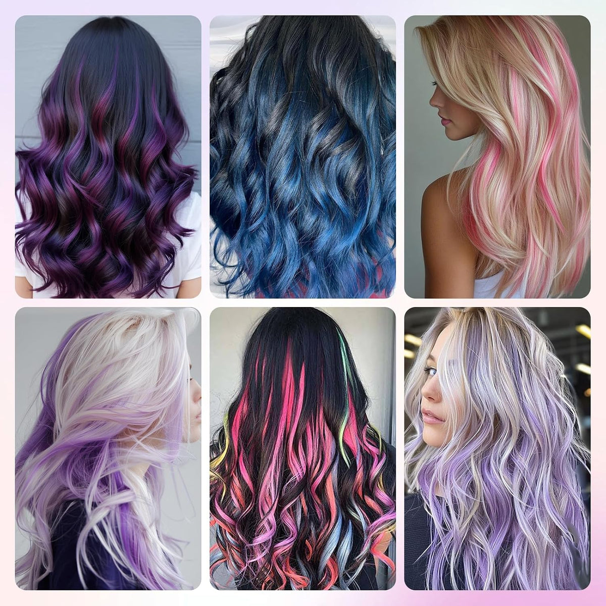 Hair Mascara Instant Hair Color Dye Temporary, 3 Colors Washable Bright Hair Mascara Chalk for Women, Birthday Halloween Cosplay DIY Makeup