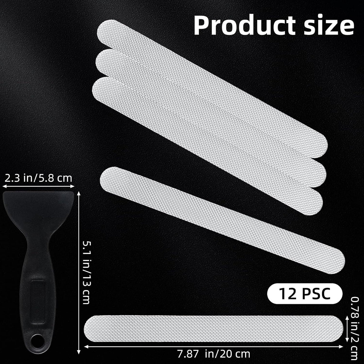 Dimeho Non Slip Strip Stickers, 12 Pcs Anti Slip Shower Grip Stickers Transparent High Adhesive Bath Bathtub Sticker with Scraper for Bathroom, Bath Tub, Shower Room, Stairs, 0.78 × 7.87 Inches