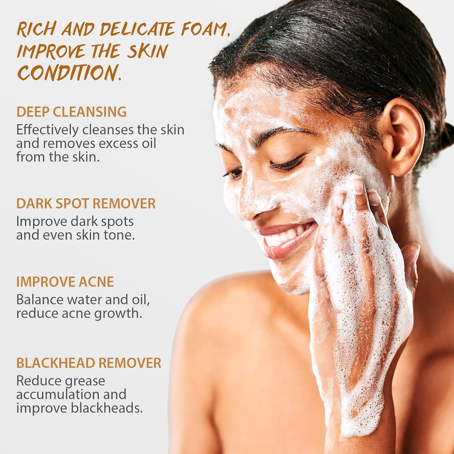 Kojic Acid Soap, with Turmeric & Vitamins C, Dark Spot Remover for Face and Body, 100g x3 Moisturizing for Acne Blackheads Remover, Hyaluronic Acid for Deep Cleansing, with a Mesh Pouch