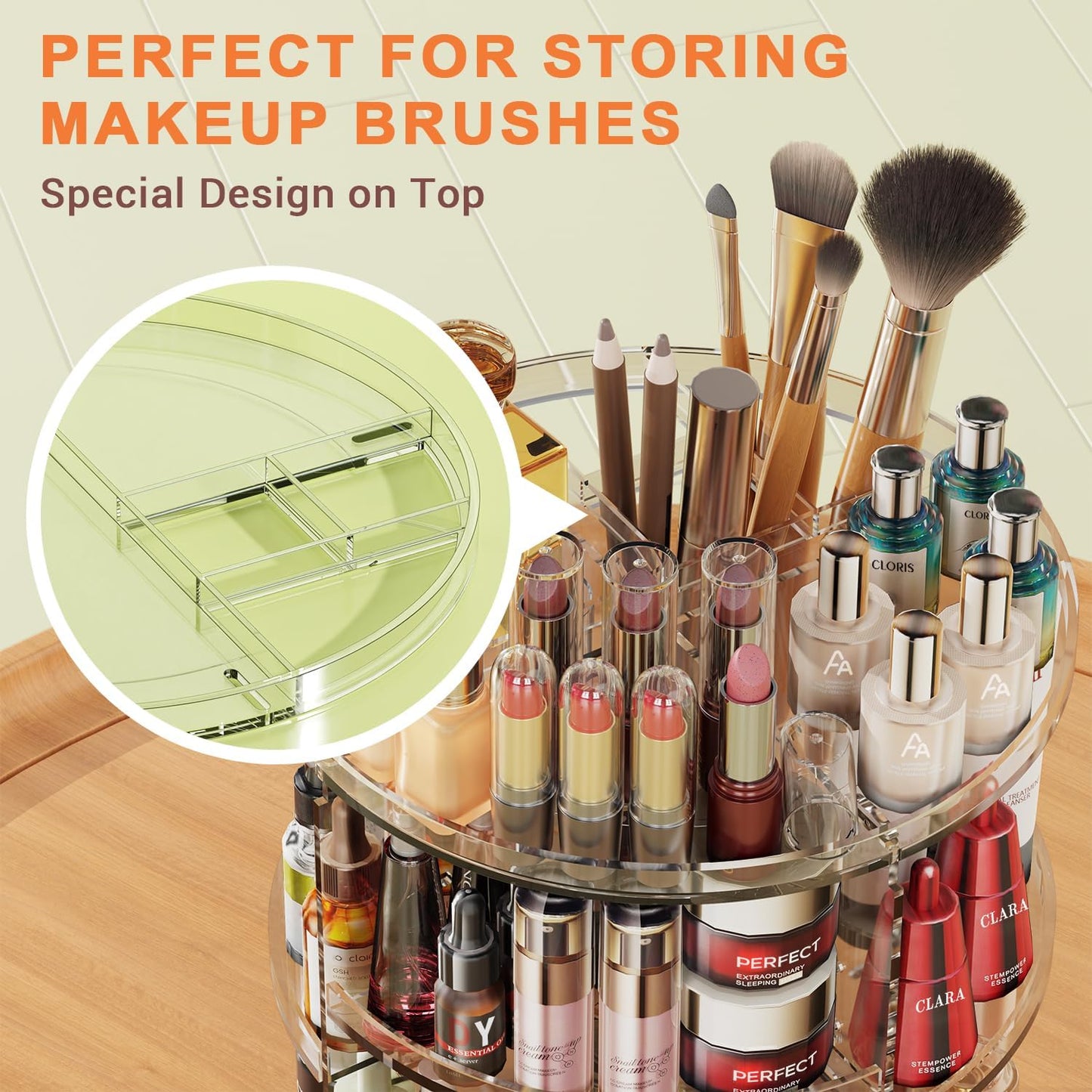 Auxmir Rotating Makeup Organiser, 9-Tier Adjustable Makeup Organiser with 360 Degree Rotation, Large Capacity Spinning Makeup Storage on Stand Revolving for Vanity Table, Bedroom, Bathroom