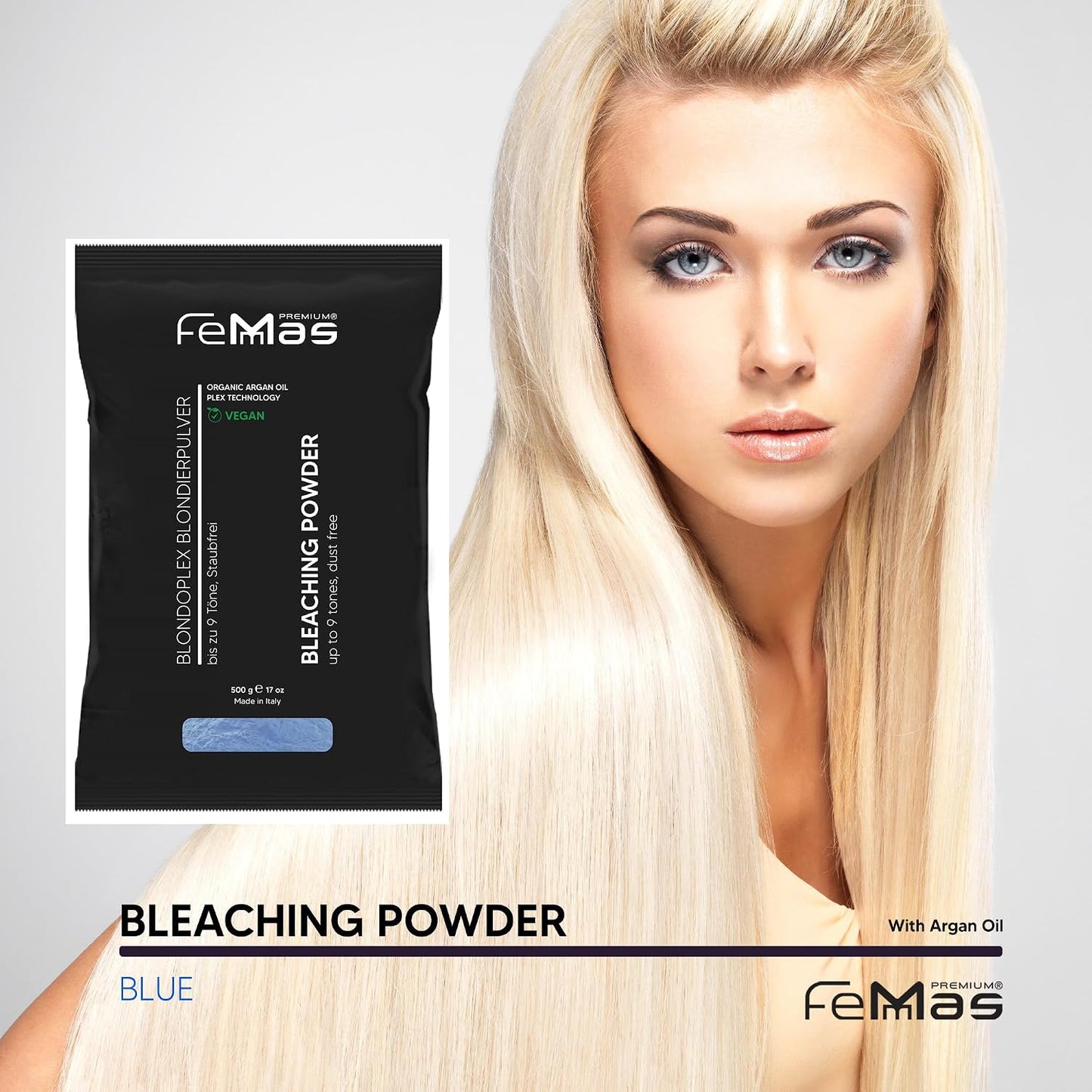FemMas Bleaching Powder Ultra Strong 500 g Blue in Bag (2 Bags)