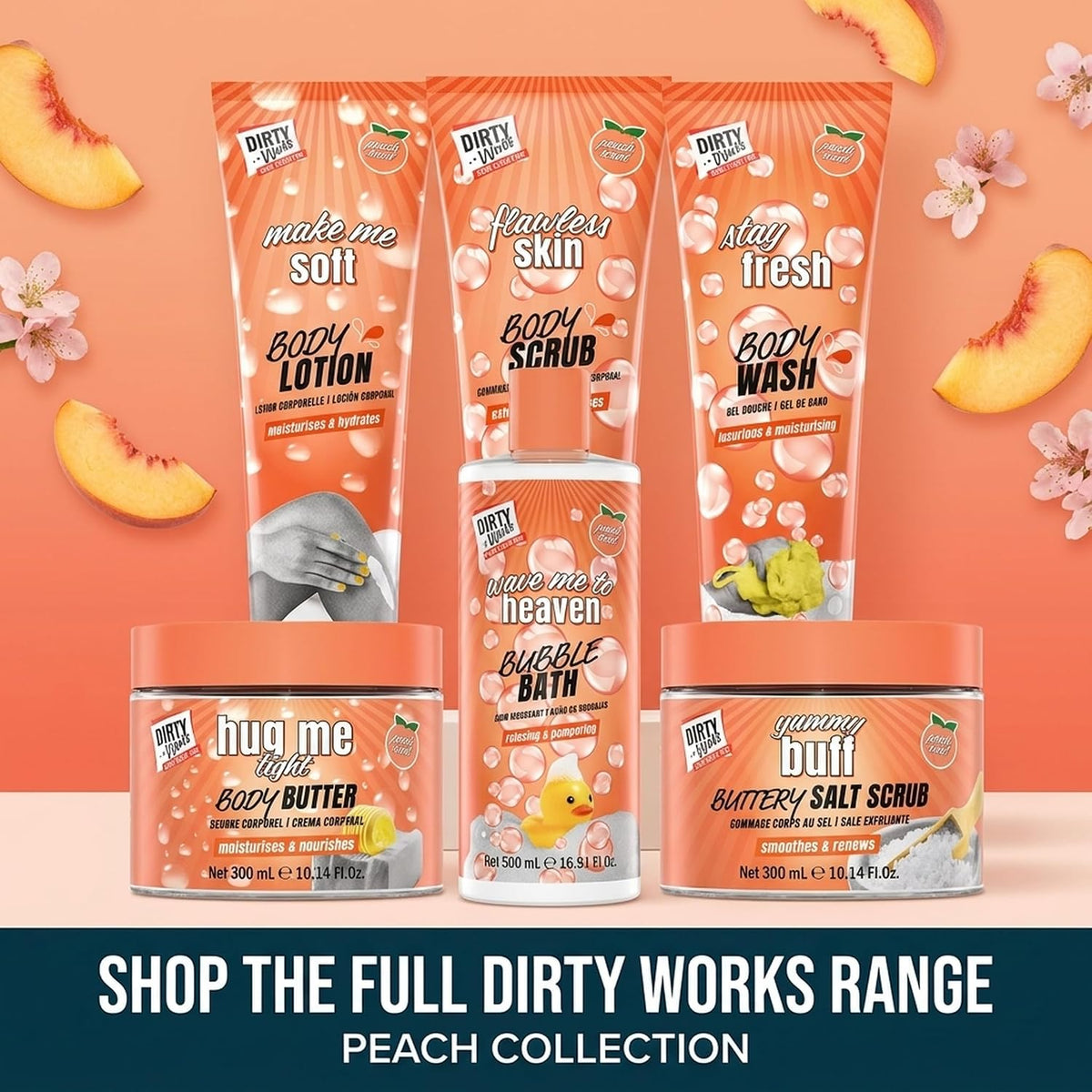 Dirty Works Flawless Skin Body Scrub - Exfoliating Body Polish for Smooth, Radiant Skin | Gentle Deep Cleansing with Natural Ingredients | 250ml