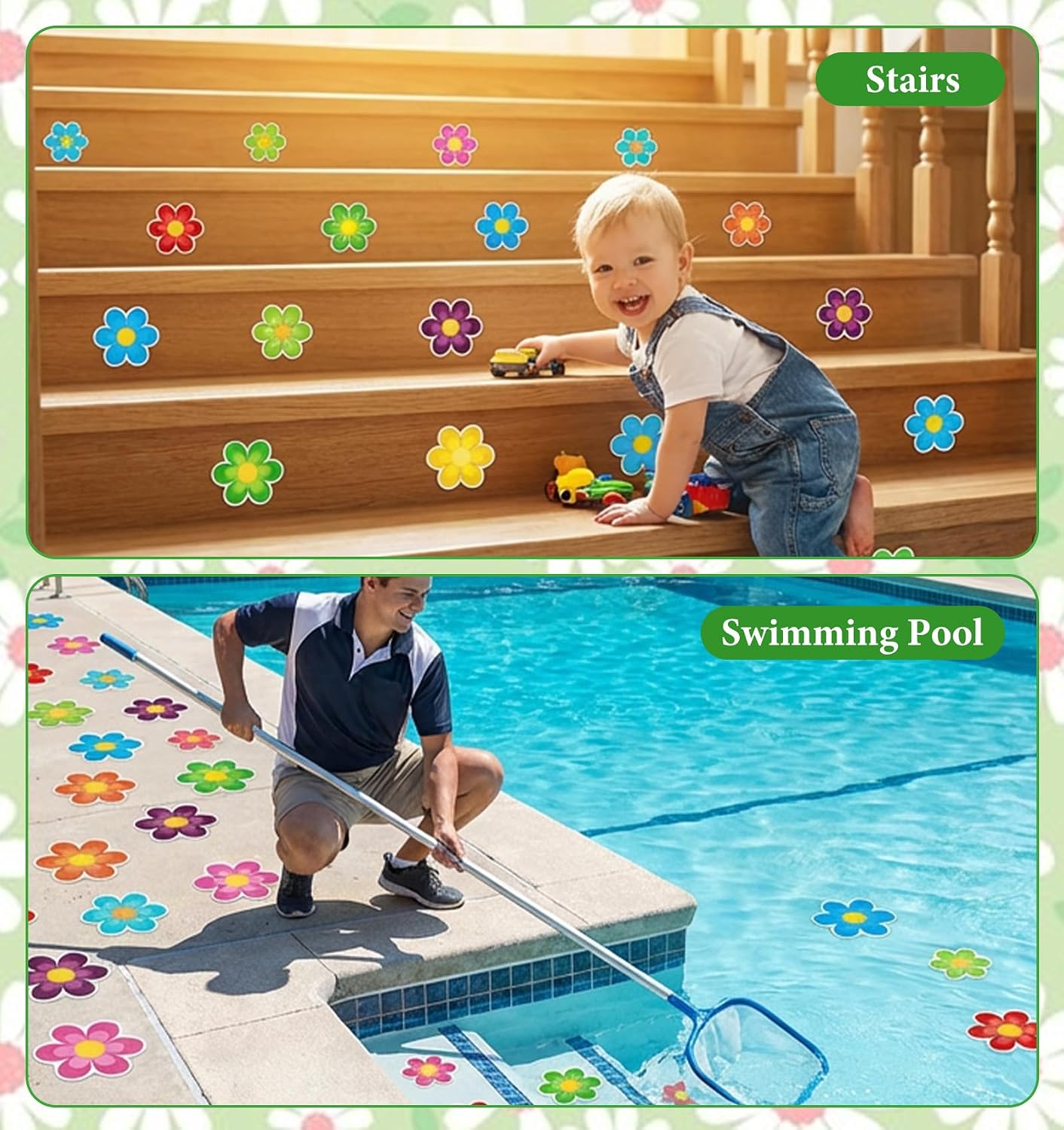 20PCS Non Slip Shower Stickers, Flower Bright Non Slip Bath Stickers for Bathroom and Other Slippery Surfaces (11.5cm and 8cm)