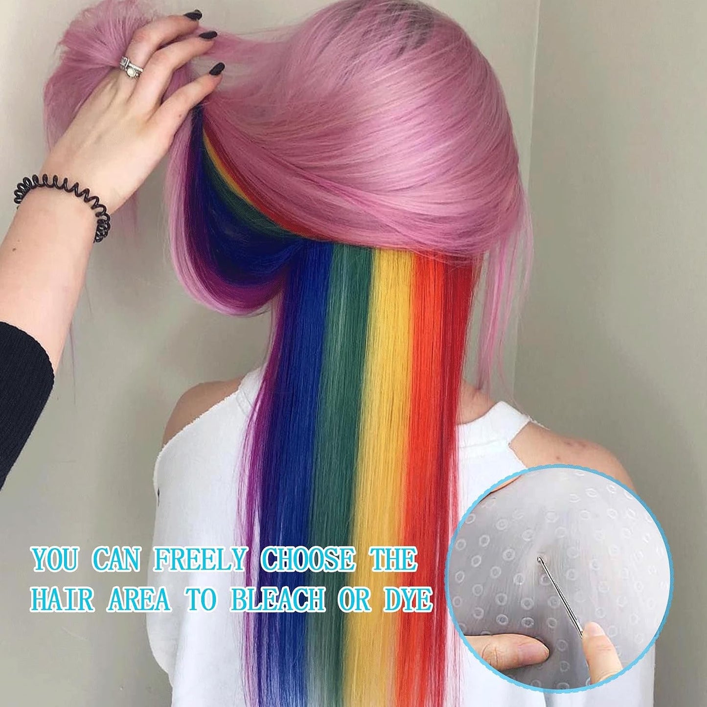 1PCS Highlight Kit - White Hair Highlighting Cap with Silicone Dye Cap, Brushes - Men & Women